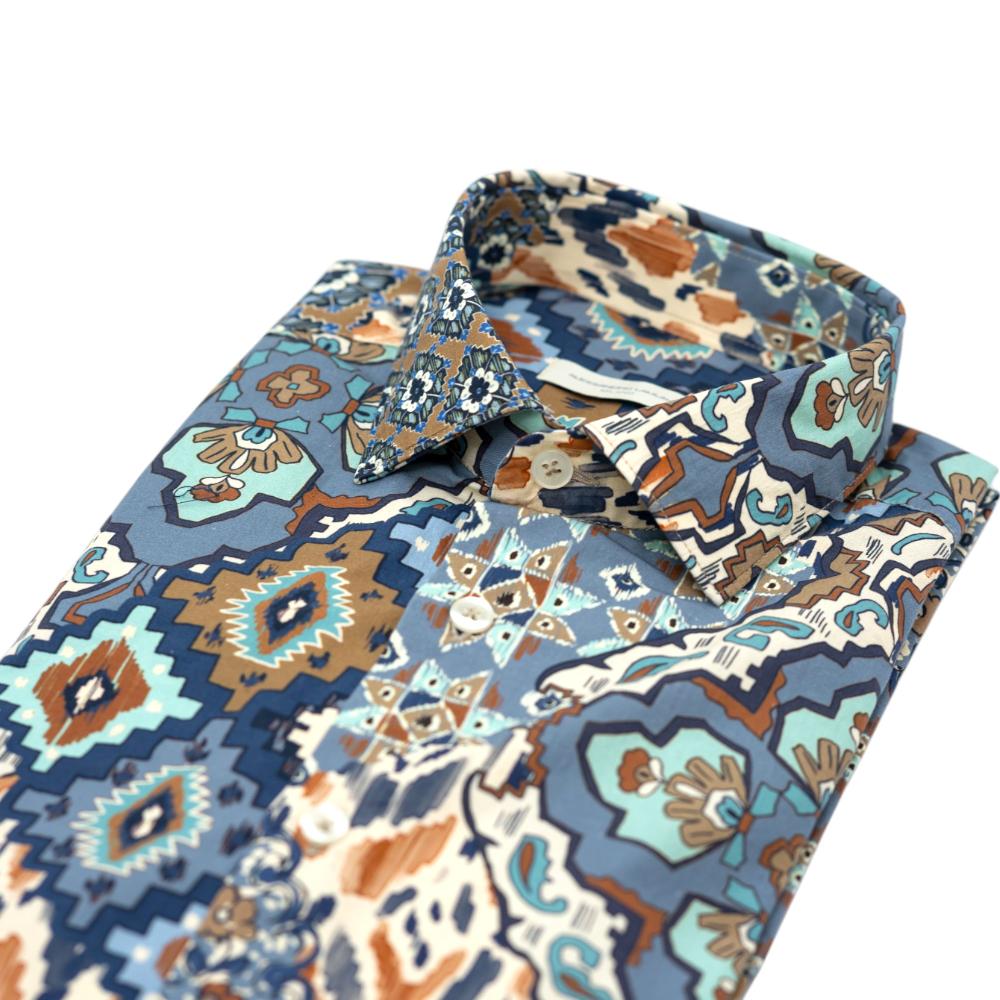 Alessandro Lamura Camicia Multicolore con Motivo Geometrico Etnico In Saldo