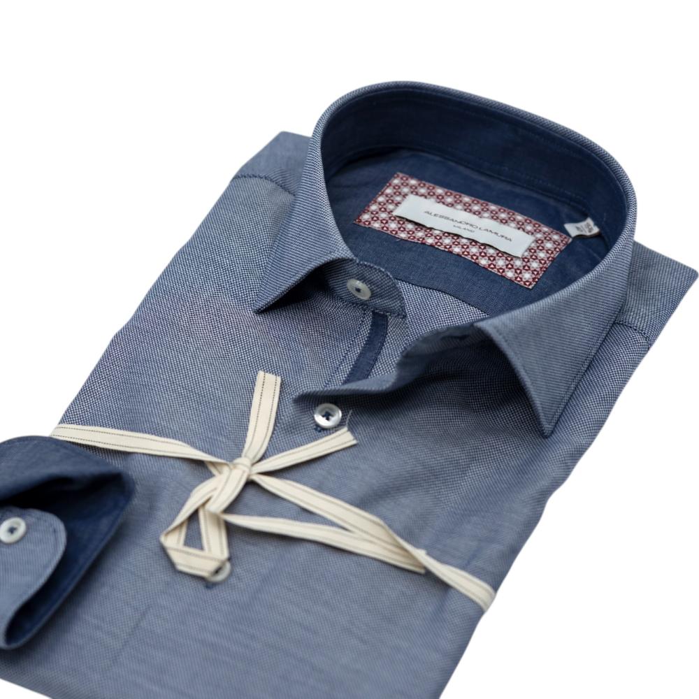Alessandro Lamura Camicia Azzurra con Dettagli Interni Rossi e Bianchi Moda
