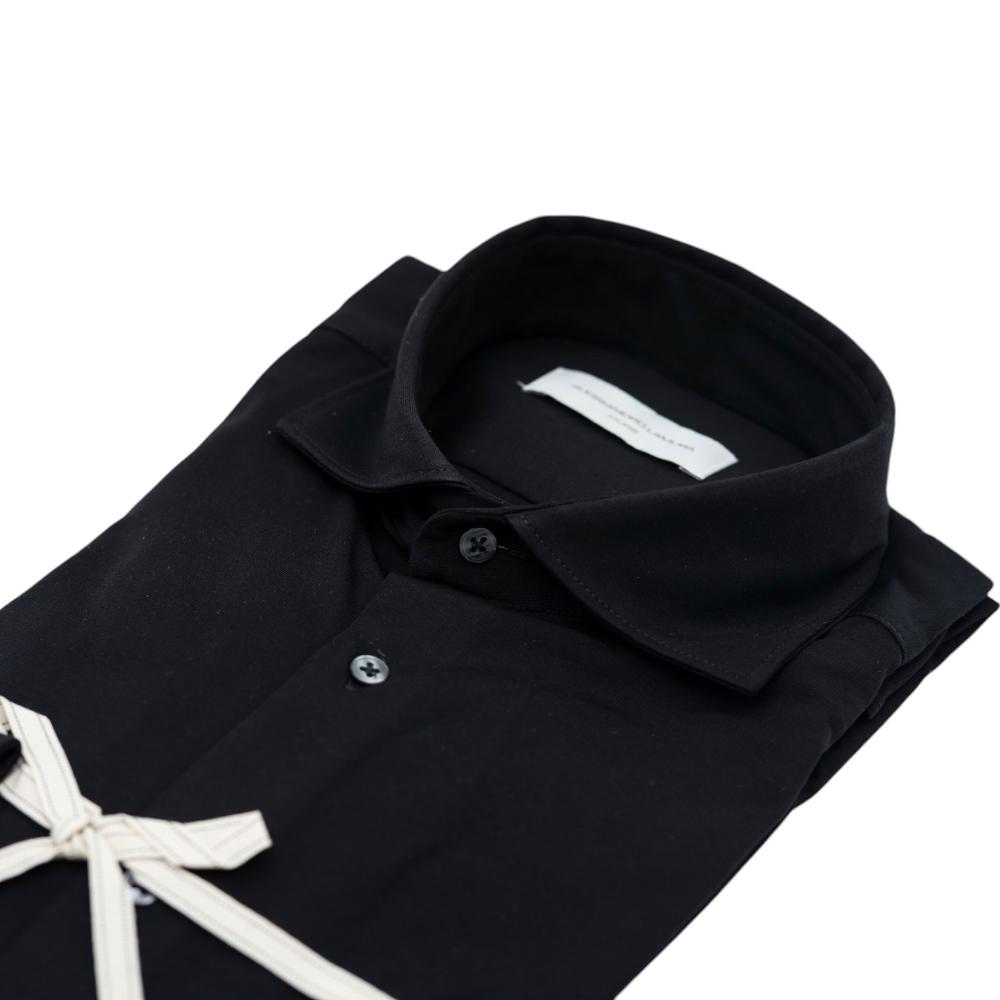Alessandro Lamura Camicia in Maglina Nero Tinta Unita Promozione Limitata