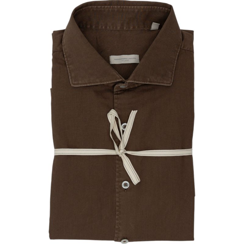 Alessandro Lamura Camicia in Gabardine Tinta in Capo Fango