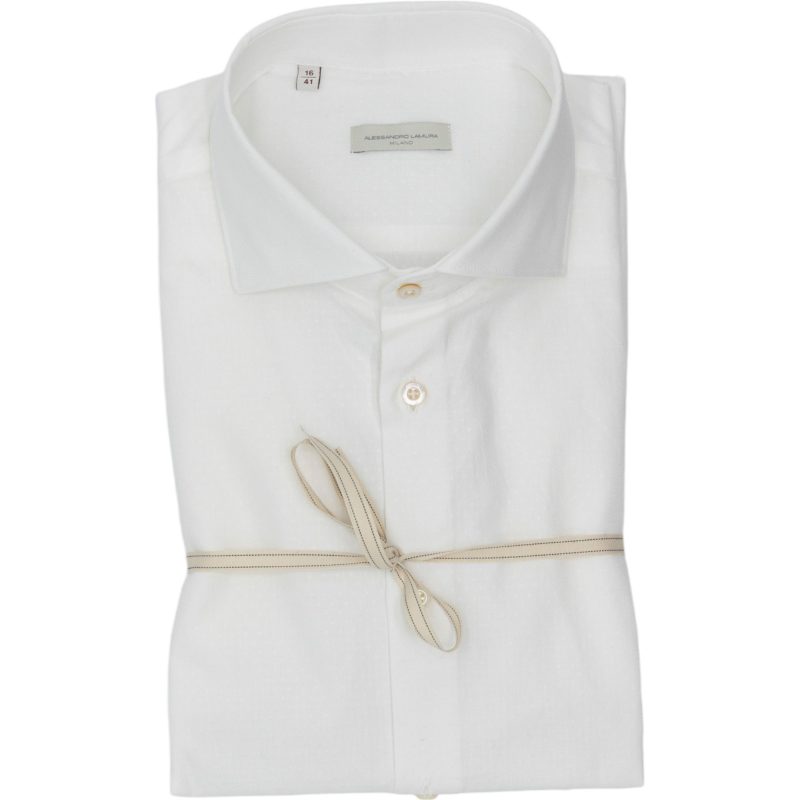 Alessandro Lamura Camicia Microfantasia Bianco