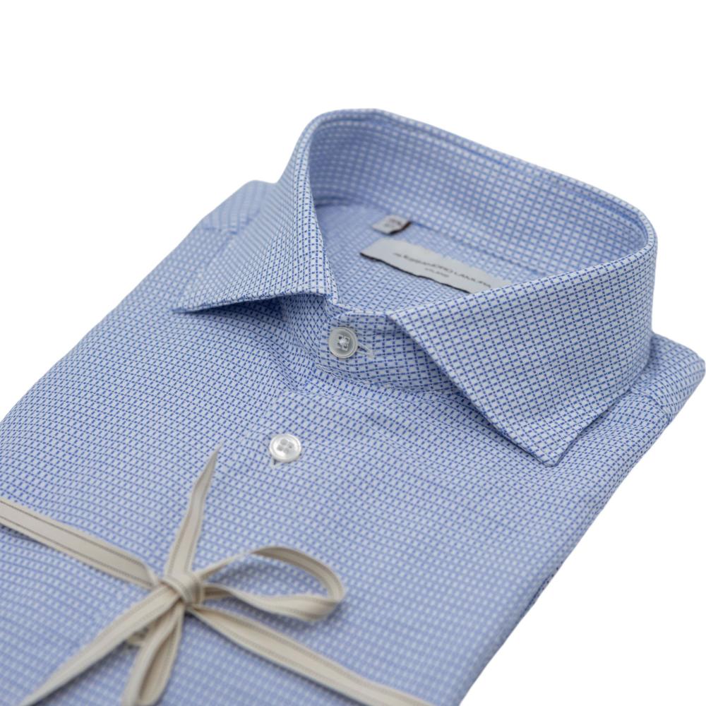 Alessandro Lamura Camicia Microfantasia Bianco-Blu Sconto