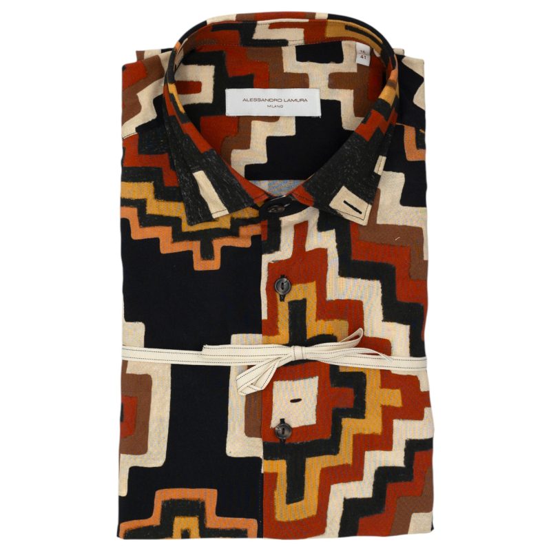 Alessandro Lamura Camicia Multicolore con Motivo Geometrico Audace