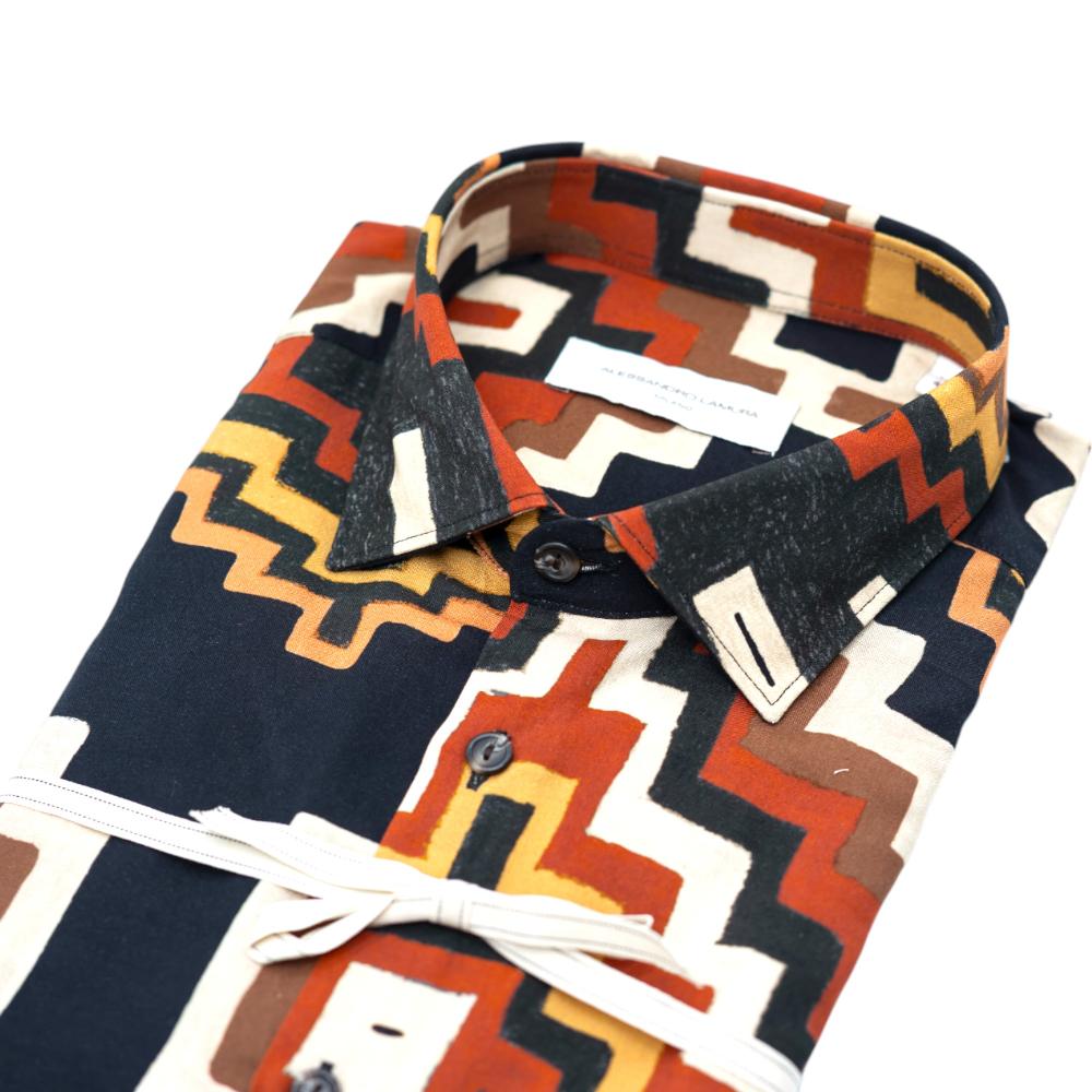 Alessandro Lamura Camicia Multicolore con Motivo Geometrico Audace In Vendita