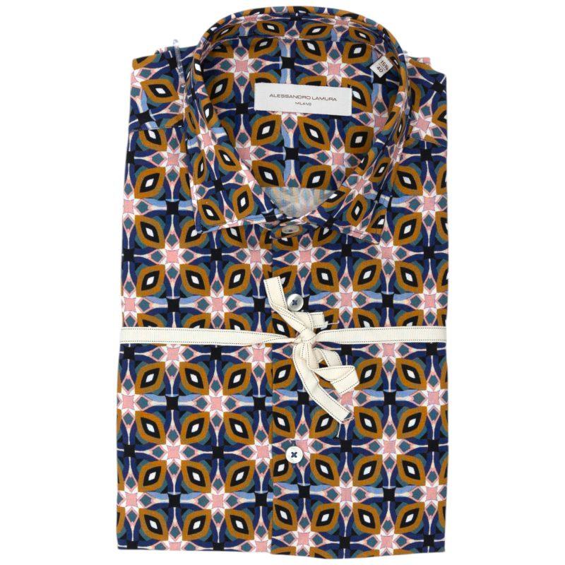 Alessandro Lamura Camicia Multicolore con Motivo Geometrico