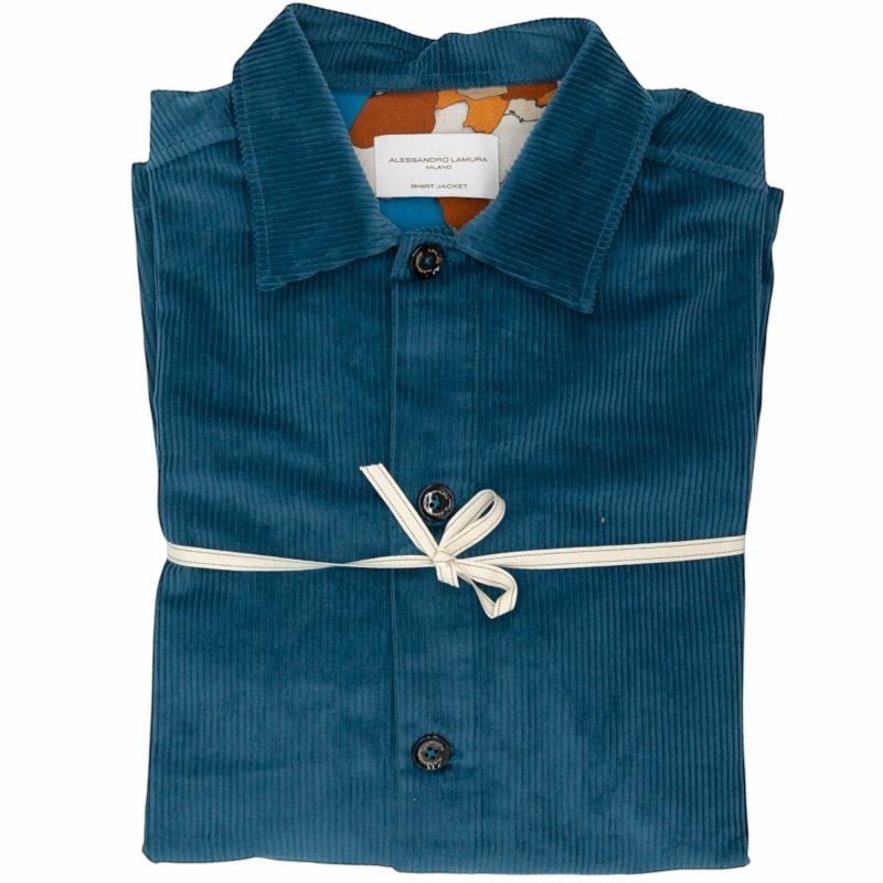 Alessandro Lamura Camicia Overshirt Blu a Coste