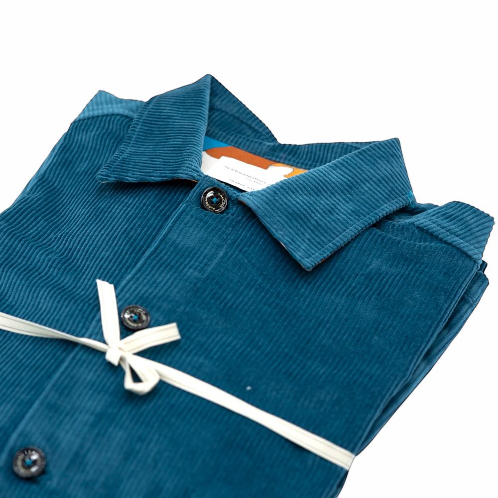 Alessandro Lamura Camicia Overshirt Blu a Coste In Saldo