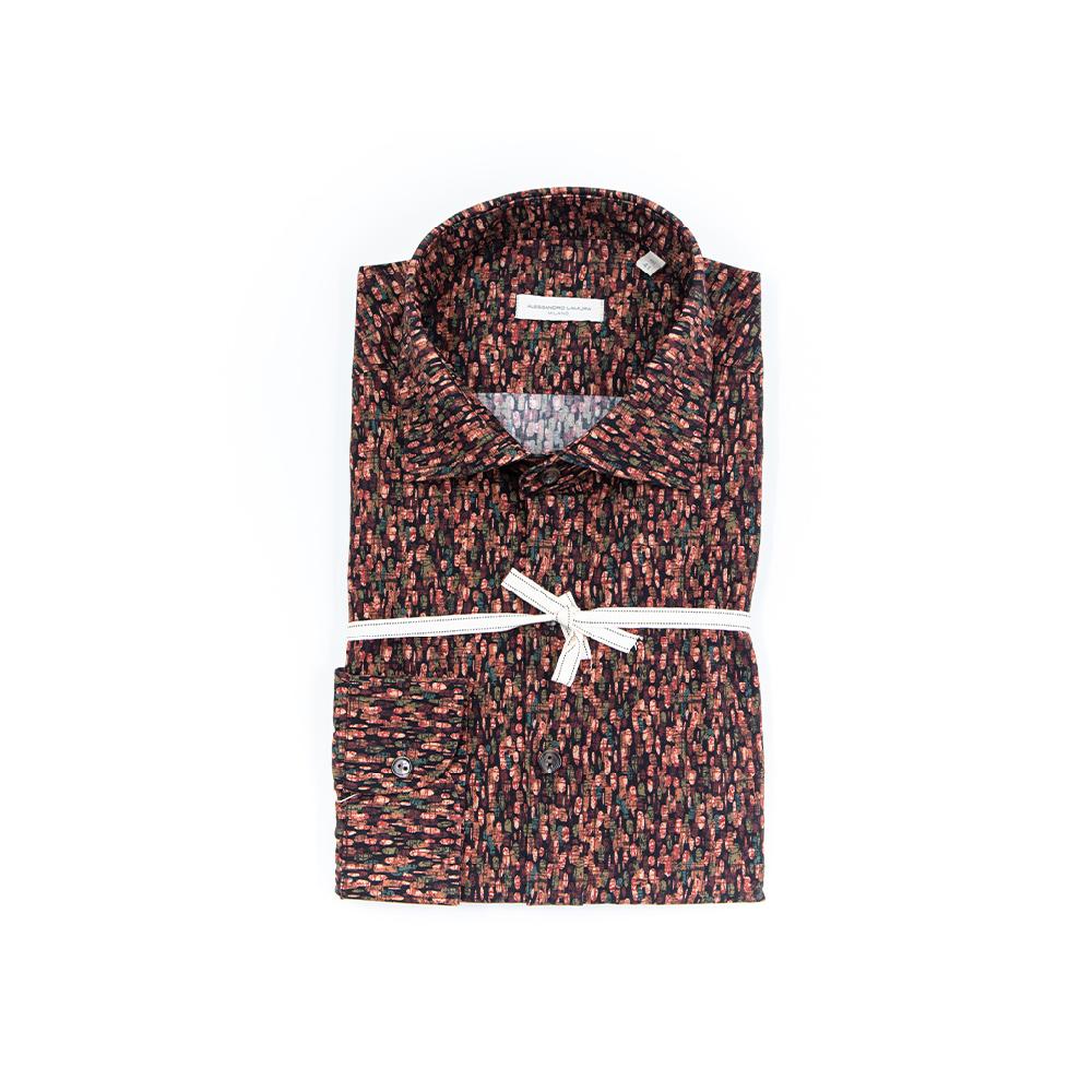 Alessandro Lamura Camicia Di Cotone Digital Print – Collo francese In Linea
