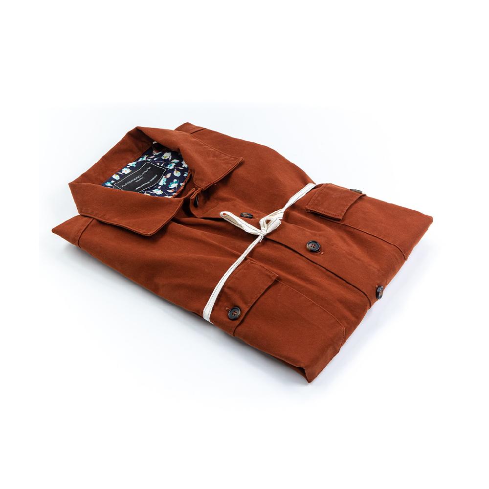 Alessandro Lamura Camicia Overshirt in Gabardine doppia – Collo Italiano con contrasti Promozione