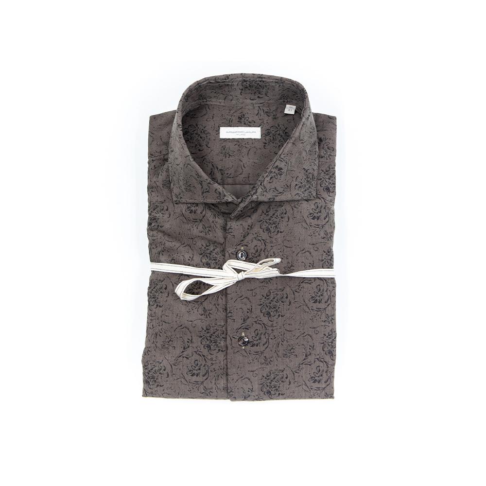 Alessandro Lamura Camicia Di Velluto Stampa Floreale – Collo francese Presa
