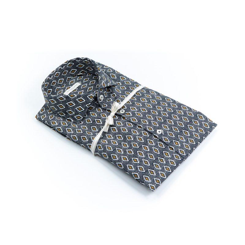 Alessandro Lamura Camicia Di Cotone Stampa Rombi – Collo francese