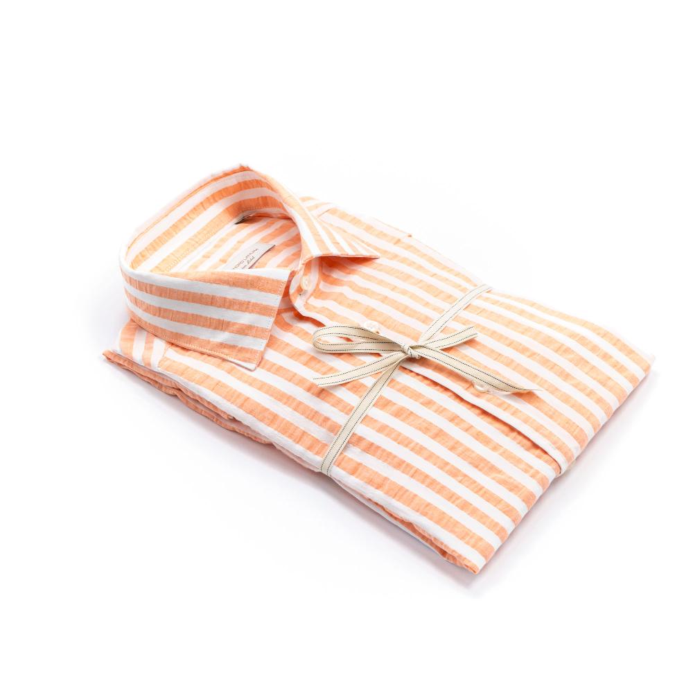 Alessandro Lamura Camicia Groffata in Cotone Collo Francese Shopping Online