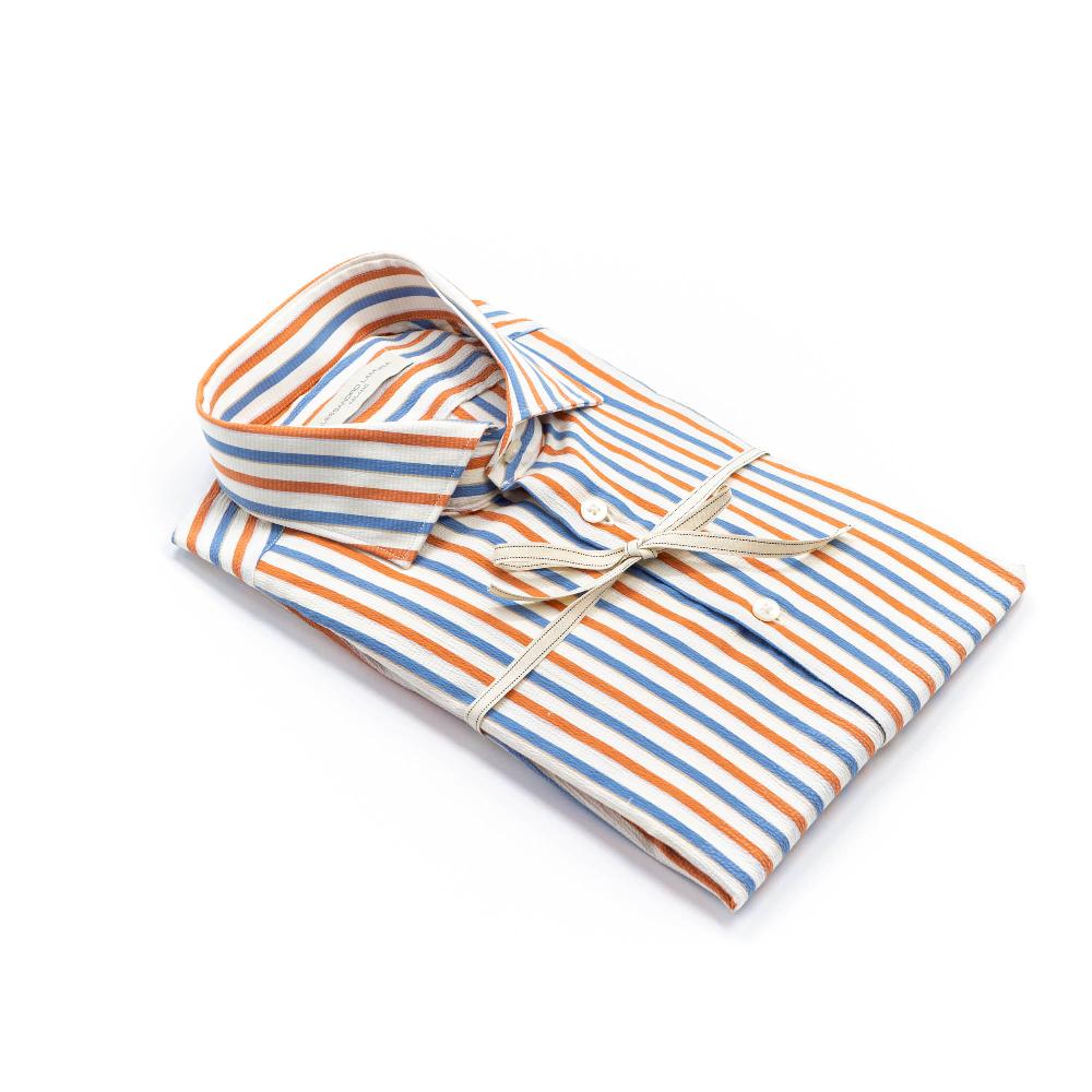 Alessandro Lamura Camicia Multicolor a Righe Groffata Collo Francese Offerte